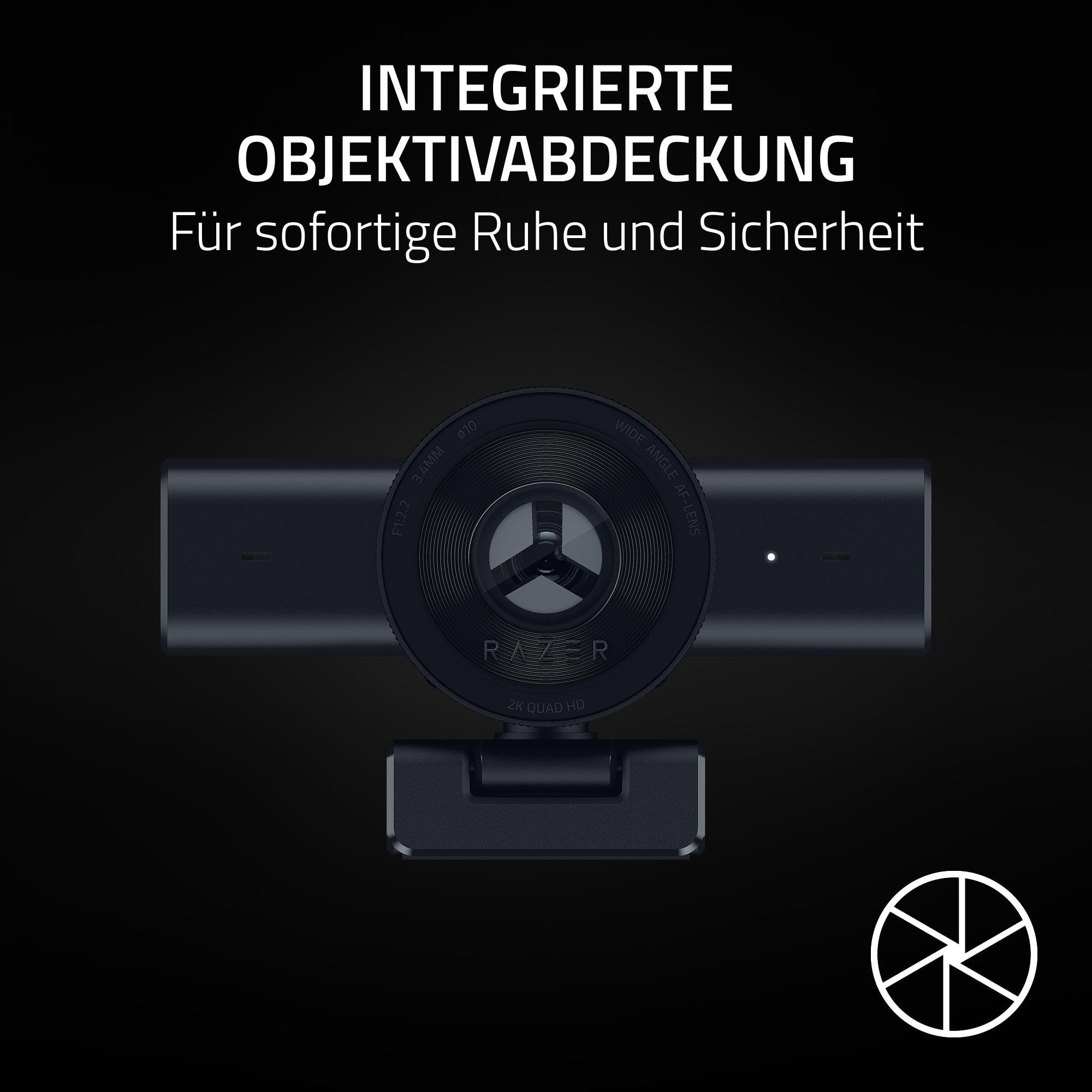Razer Kiyo V2 X - Full-HD-Webcam 1080p, 60 FPS für Creators - Autofokus - Weitwinkel-Objektiv - Integriertes Mikrofon -Kompatibel zu Open Broadcaster Software OBS und Xsplit | Schwarz