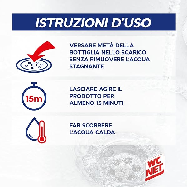 Wc Net Professional - Sturascarichi 5 Azioni in 1, Disgorgante Gel per Scarichi Professionale, con Agenti Salvatubi e Anticalcare, 1000 ml - 5
