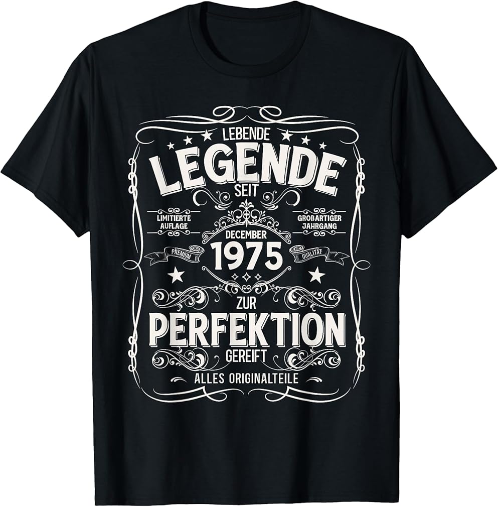 50th Birthday Gift Men Women Legend December 1975 T-Shirt
