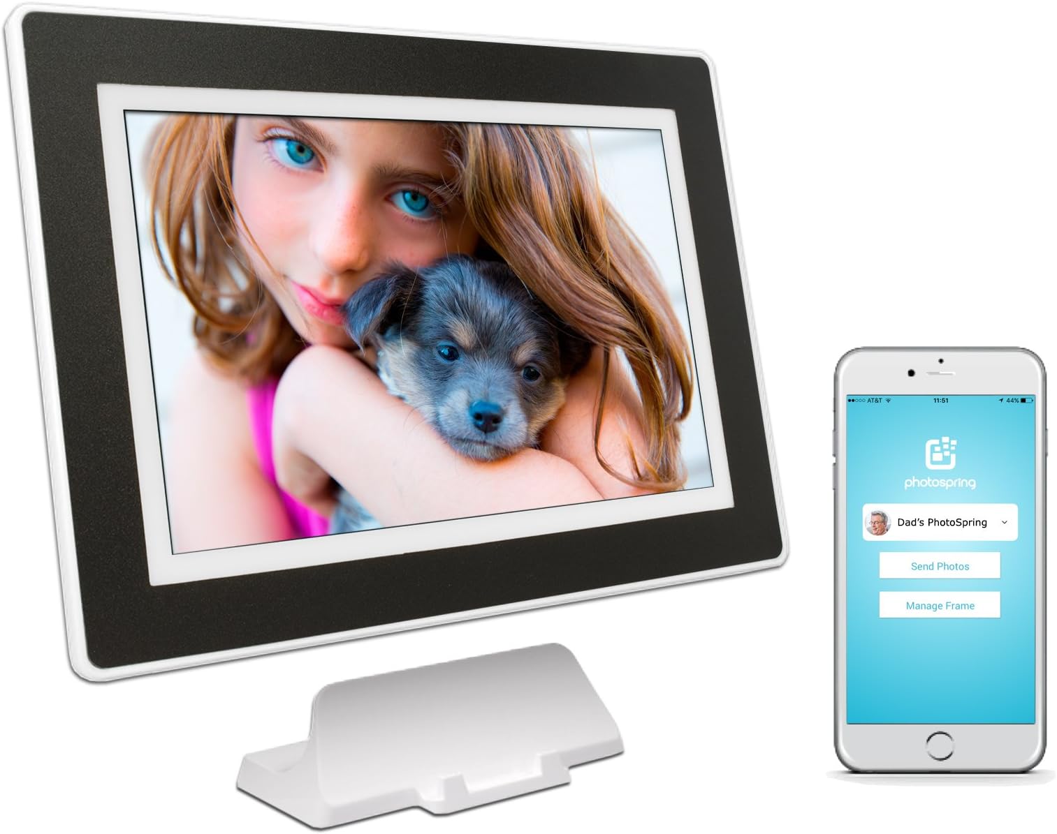 10-inch WiFi Cloud Digital Picture Frame - Battery, Touch-Screen, Plays Video and Photo Slideshows, HD IPS Display, iPhone & Android app (16GB, Black2)
