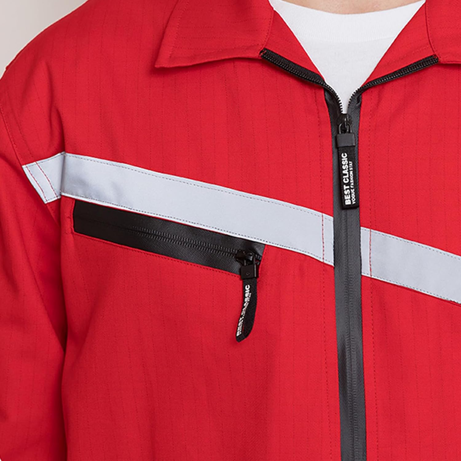 Long Sleeve Coverall Cotton Workwear Work Clothes Reflective Strips Car Repair Suit Workshop Uniforms