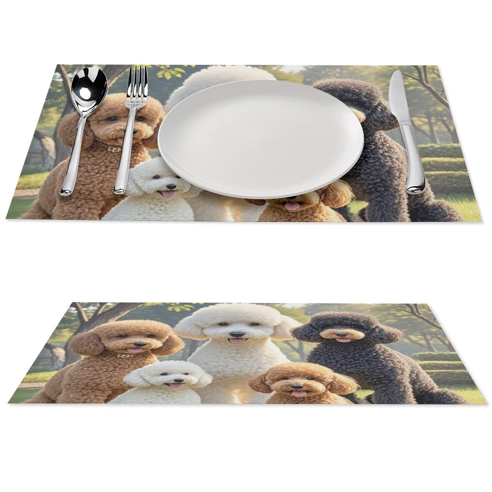 Sets de table imprimés caniches antidérapants et lavables pour protéger la terrasse