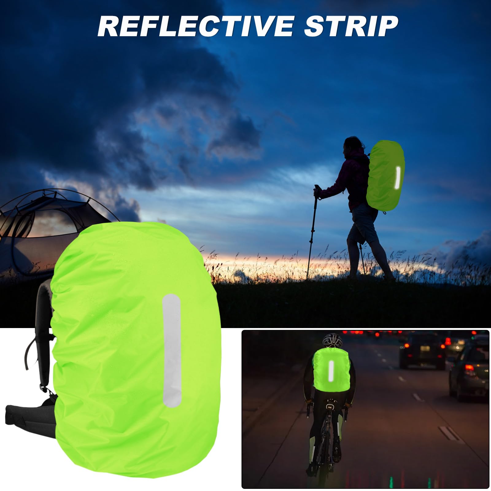2x Rucksack Regenschutz Hüllen - Wasserdicht Mit Reflexstreifen 18-30L