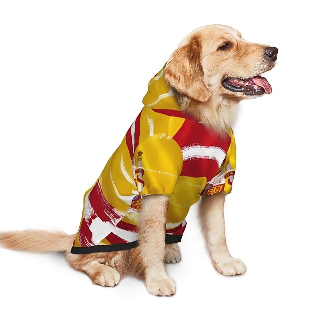 Foto 2 de 8 de Sudadera con capucha para perro con la bandera de España, sudadera con capucha para perros medianos y grandes