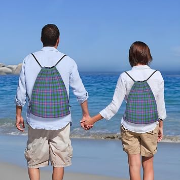 Drawstring Backpack String Bag Selkirk Tartan Sackpack for Sports Gym Small