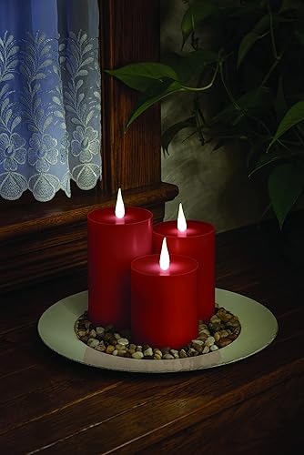 Miniatura 5 de Xodus Innovations WC1684R - Vela de pilar de cera LED sin llama de 4 pulgadas con temporizador automático y llama parpadeante 3D blanca cálida