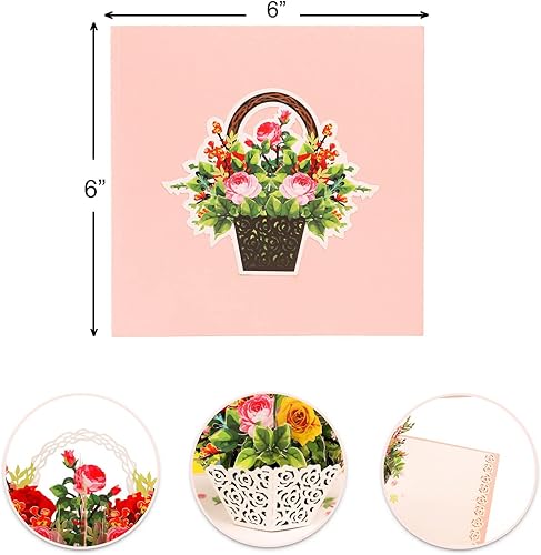 Miniatura 4 de CUTE POPUP - Tarjeta para el día de San Valentín, tarjeta desplegable de cesta de flores, tarjeta desplegable para el día de la madre, tarjetas de