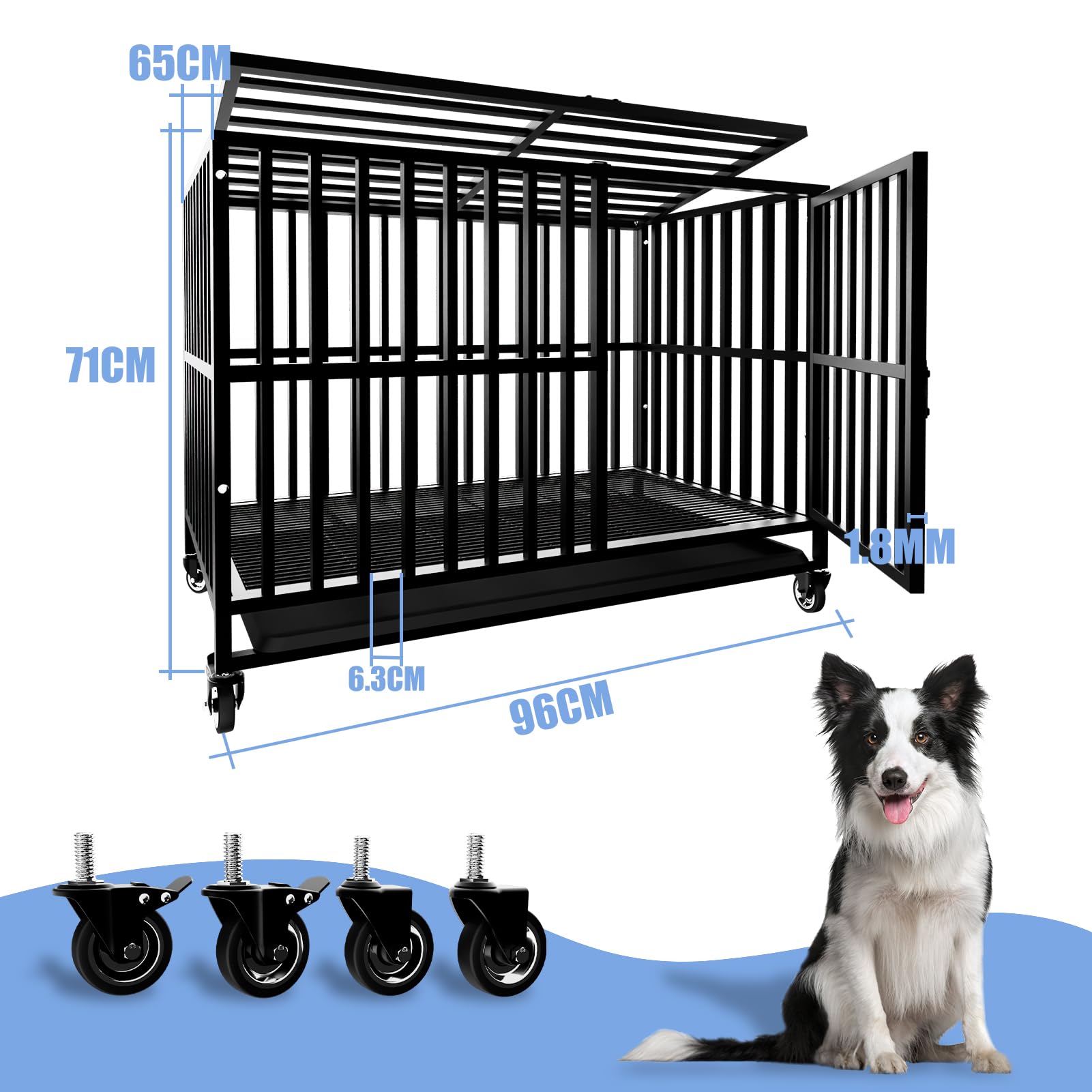Jaula Para Perros Jaula Metálica Para Perros, Transportín Plegable,  122x76x81 Cm Vallas Para Perros, image size:1601x1601