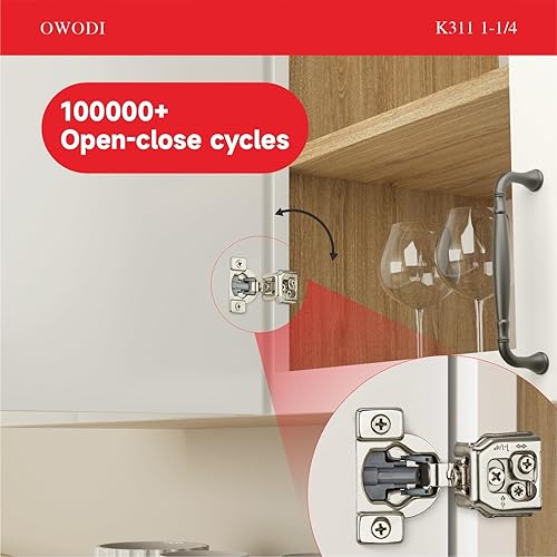 Miniatura 9 de Paquete de 20 bisagras de gabinete de cierre suave superpuestas de 1-14 pulgadas para marco de cara, bisagras ocultas para puerta de gabinete,