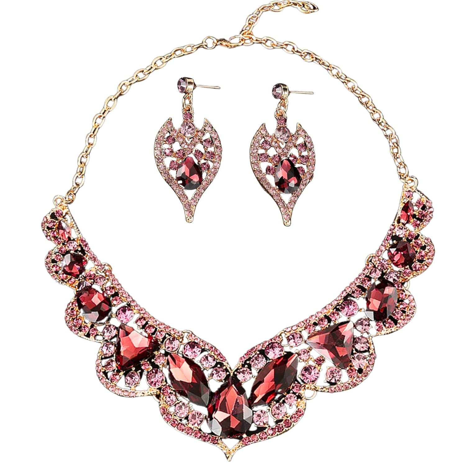 GEHNEY joy of jewels JN15: New Model American Diamond Kundan Gemstone Choker and Earrings Set Bridal Wedding Fashion Jewelry for Women, Contemporary Traditional Design (1 Necklace, 1 Sets of Earrings)