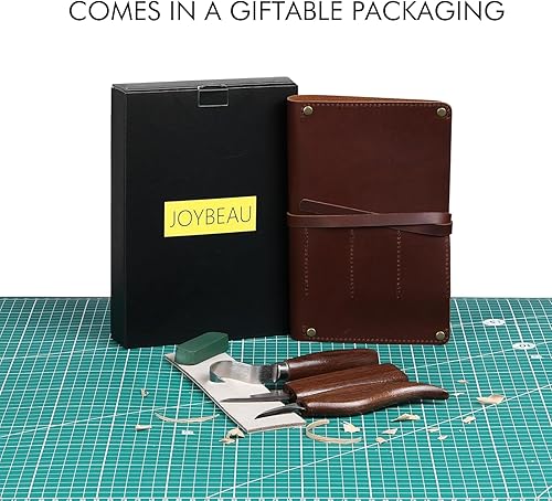 Miniatura 6 de Kit de tallado de madera de lujo con estuche de cuero de vaca, juego de herramientas de tallado de madera, kit de carpintería - Cuchillos de tallado