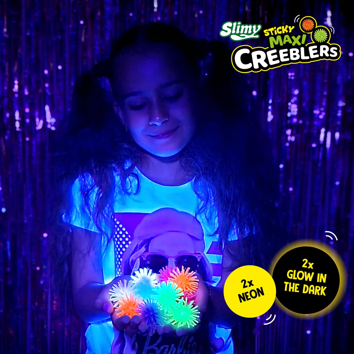 Slimy Sticky Maxi Creeblers – Gattonari Adesivi Giganti 2 Neon + 2 GID, Rampichini Da Parete, Gioco Antistress Sensoriale Per Bambini 3+ Anni - 2