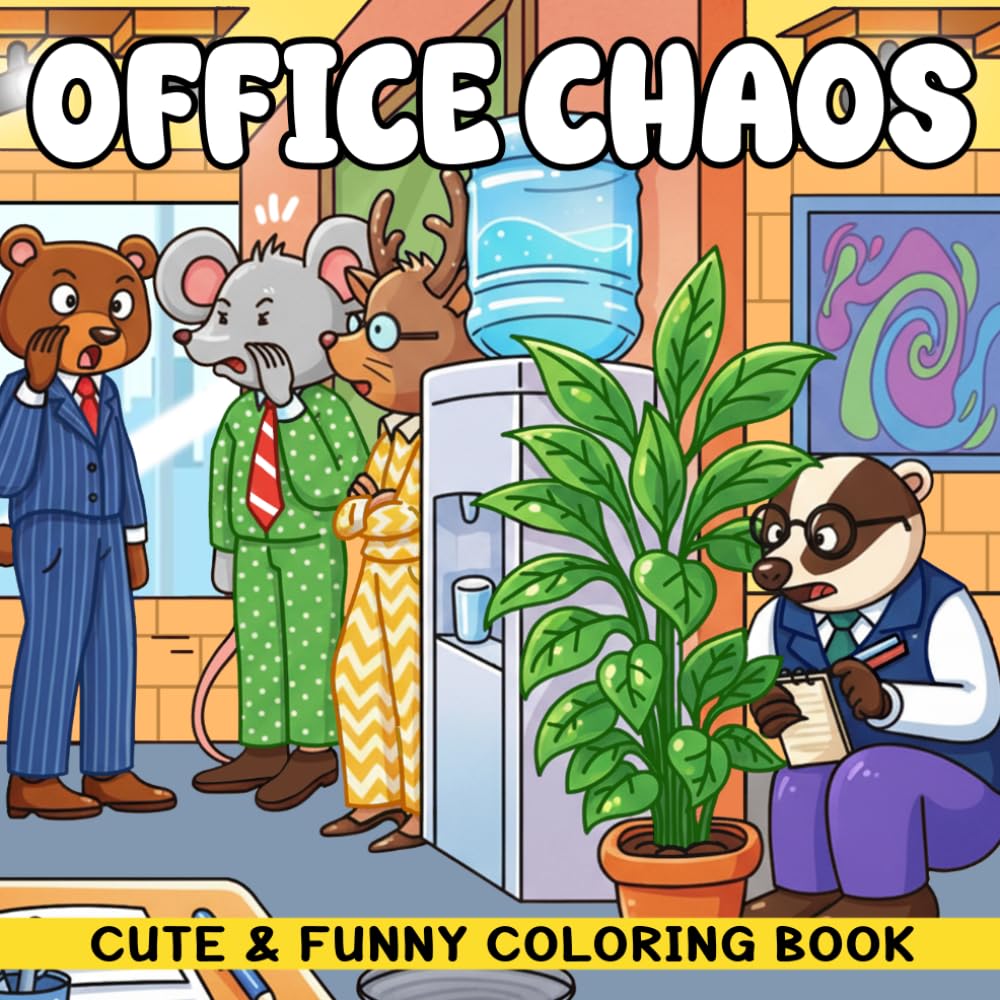 Office Chaos Coloring Book: Workday Struggle Scenes Coloring Pages With Animal Friends, Funny Moments, Cozy Crime, Job Stress For Adults To Unwind And Smile