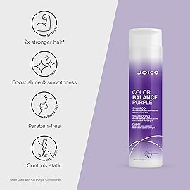 Joico Color Balance Purple Shampoo | For Cool Blonde, Gray Hair | Eliminate Brassy Yellow Tones | Boost Color Vibrancy & Shine | UV Protection | With Rosehip Oil & Green Tea Extract | 10.1 Fl Oz