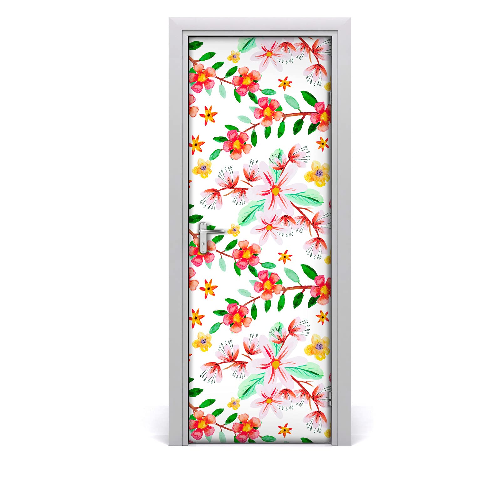 Etiqueta de la puerta 85x200 cm vinilo autoadhesivo impermeable con diseño flores de jardín
