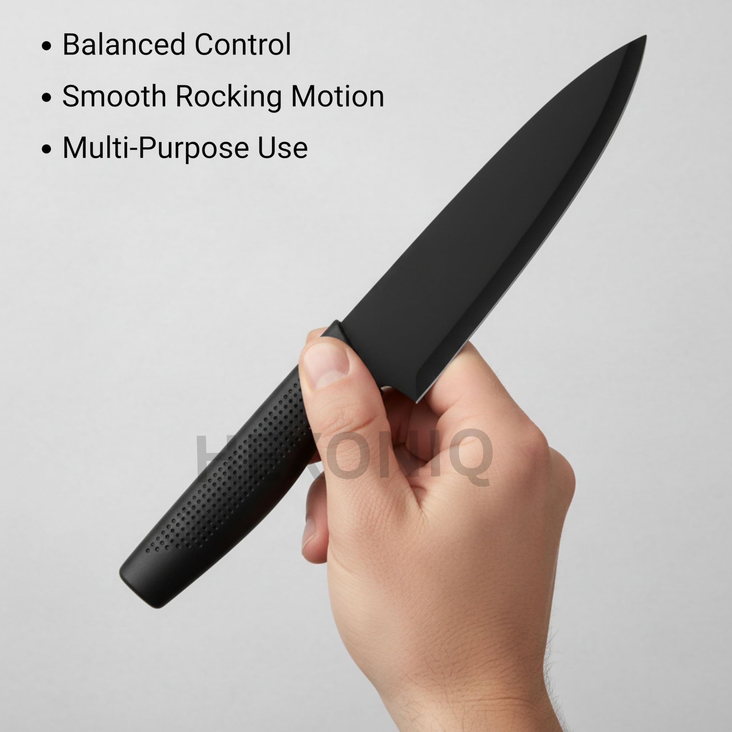 HEXONIQ® Stainless Steel Kitchen Knife Set, Professional Chef Knife with Santoku Paring Knife Vegetable Cutting & Chopping Sharp Blade, Ergonomic Handy Handle for Kitchen, Restaurant, Black, Pack of 2 4