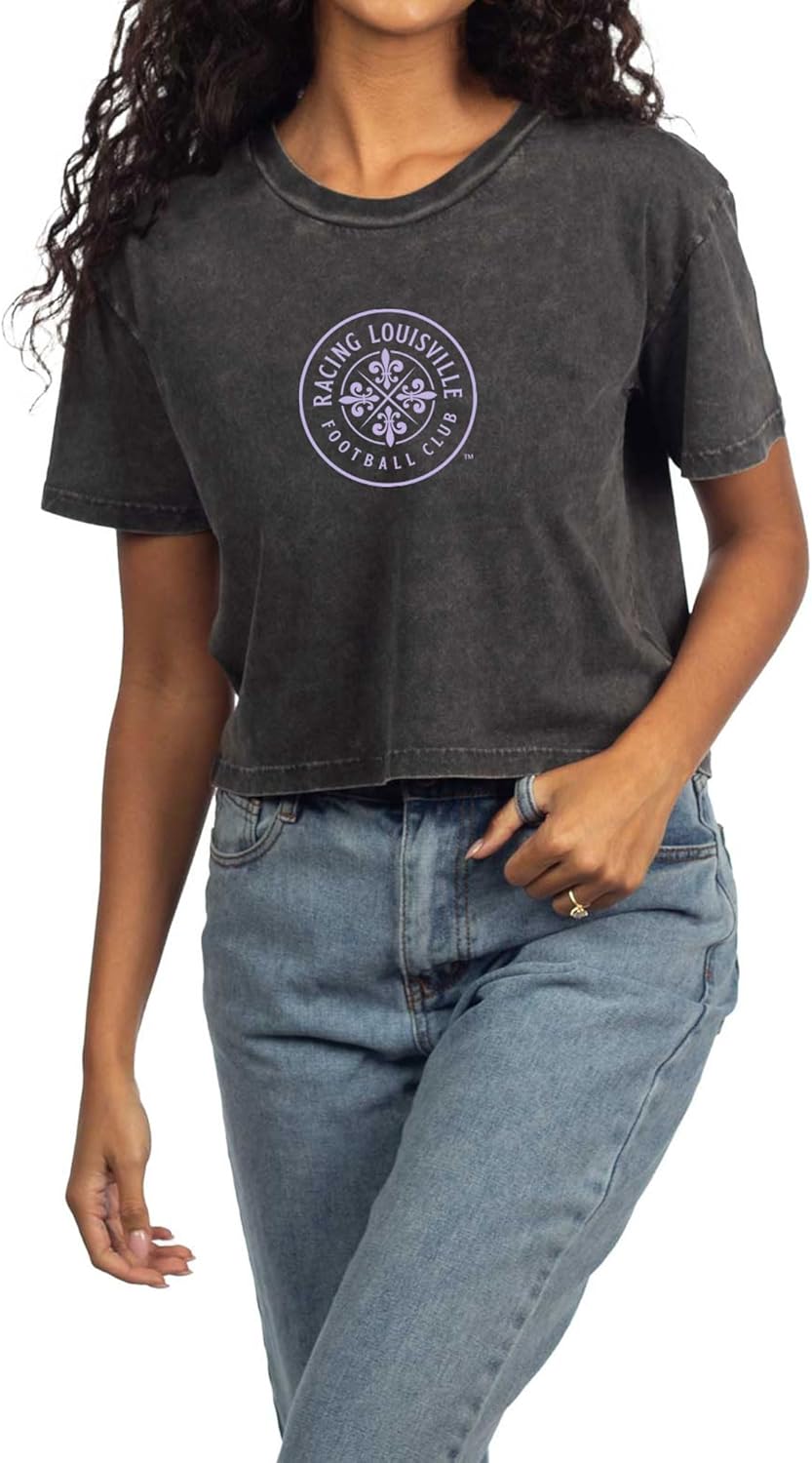 chicka-d Women's Crop Top Short 'N Sweet Tee Primary Team Icon Graphite