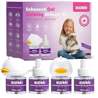Cat Calming Diffuser – Dual Diffuser Kit with 2 x 30-Day Refills, Premium Cat Pheromones Calming Diffuser for Stress, Anxiety, Aggression & Pee Spraying Relief (Purple, 2 Count (Pack of 1)) - Amazon product rated Grade A