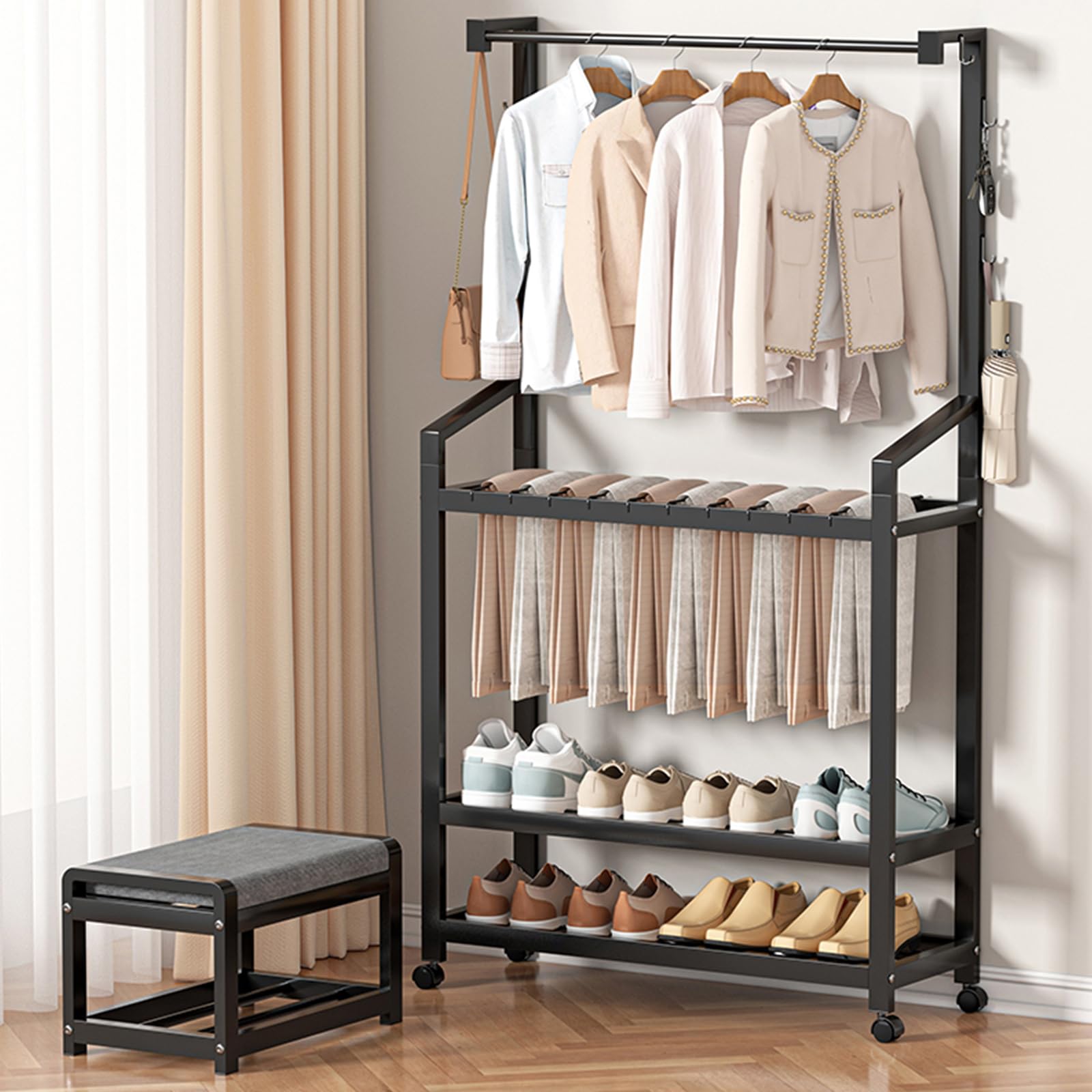 Ergocar Est Un Portemanteau Multifonctionnel, Un Porte-chaussures Et Un Rangement Multicouche, Il peut être déplacé et stabilisé à 360° et peut être placé dans le salon, le balcon et le porche Ergocar Est Un Portemanteau Multifonctionnel, Un Porte-chaussures Et Un Rangement Multicouche, Il peut être déplacé et stabilisé à 360° et peut être placé dans le salon, le balcon et le porche