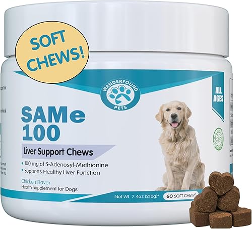 Same 100, soporte hepático para perros, SAM e soporte hepático masticable para perros, promueve la fuerza de la membrana celular, sabor a tocino,