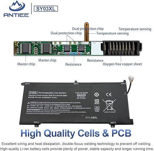 Miniatura 3 de ANTIEE SY03XL - Batería para portátil HP Chromebook X360 14 G1 14-DA 14-DA0011DX 14-DA0500ND 14-DA0021NR Chromebook 15-DE 15-DE0010NR 15-DE0021CL