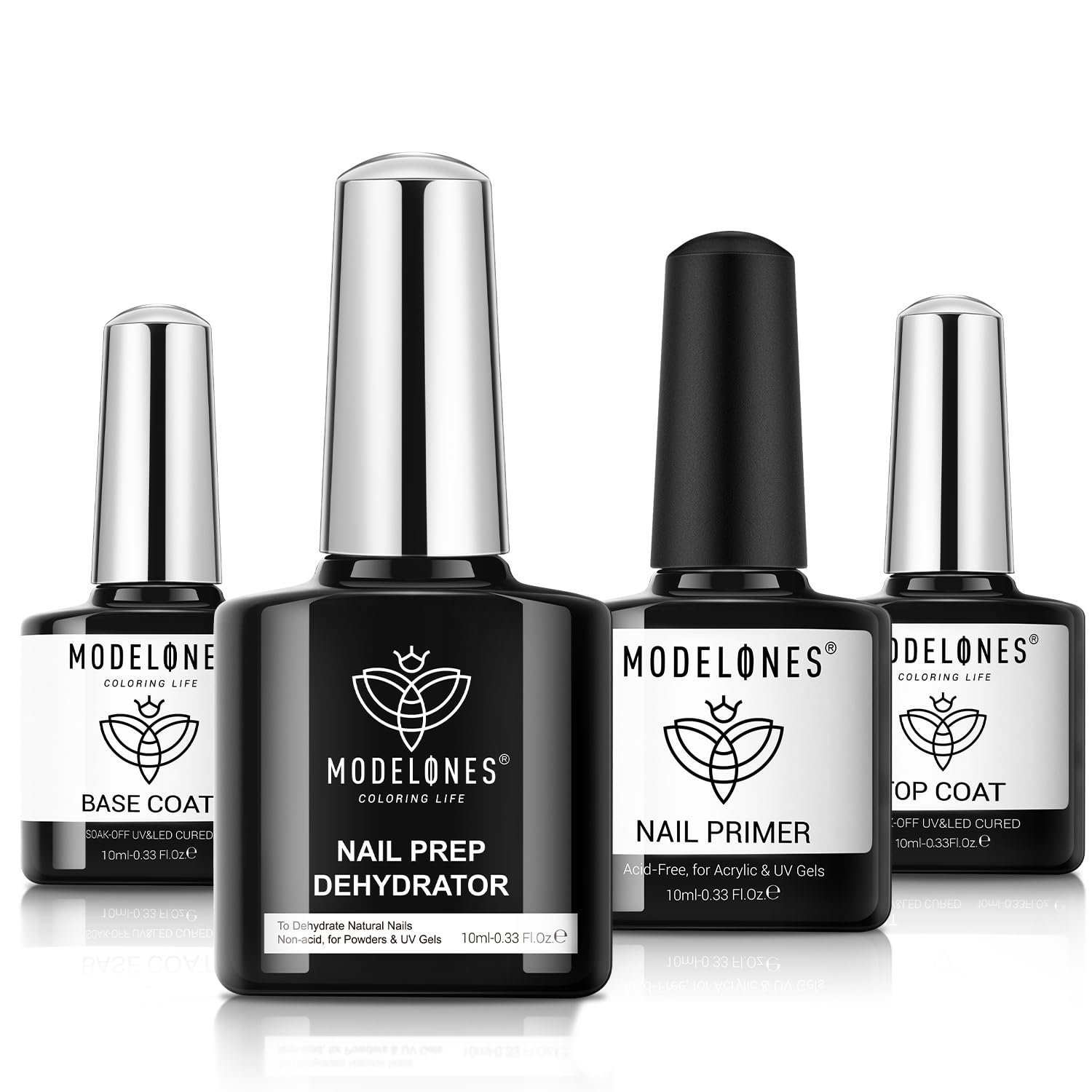 modelones Nail Dehydrator and Primer with Gel Base & Prime Coat Set, Aci…