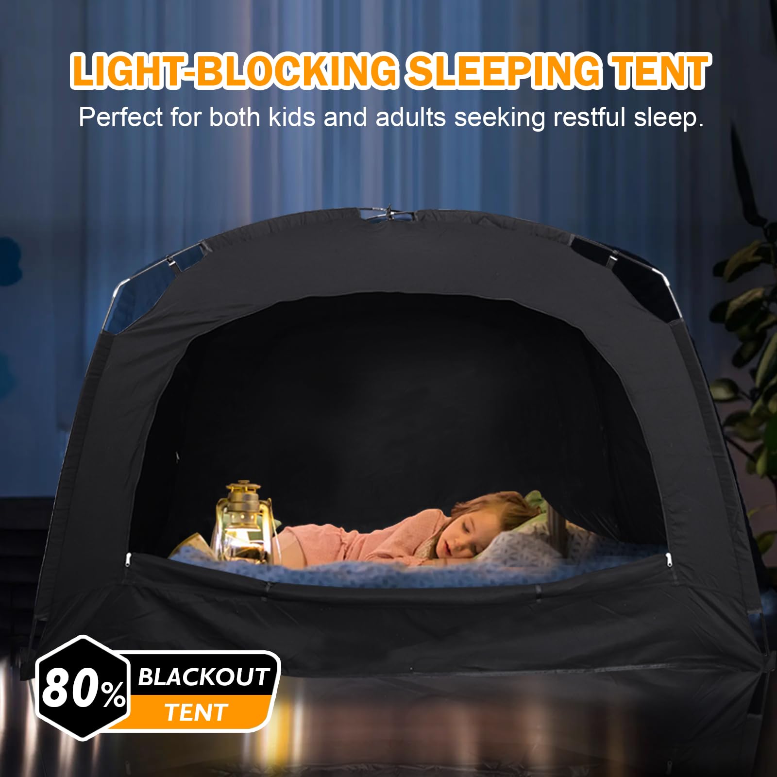 Bed Tent - Portable Indoor Privacy Dream Tents Bed Canopy for Kids and Adults, 80% Blackout Full Size Sleeping Tents for Bed, Breathable Privacy Space with 2 Doors?Phone & Pad Holders Inside