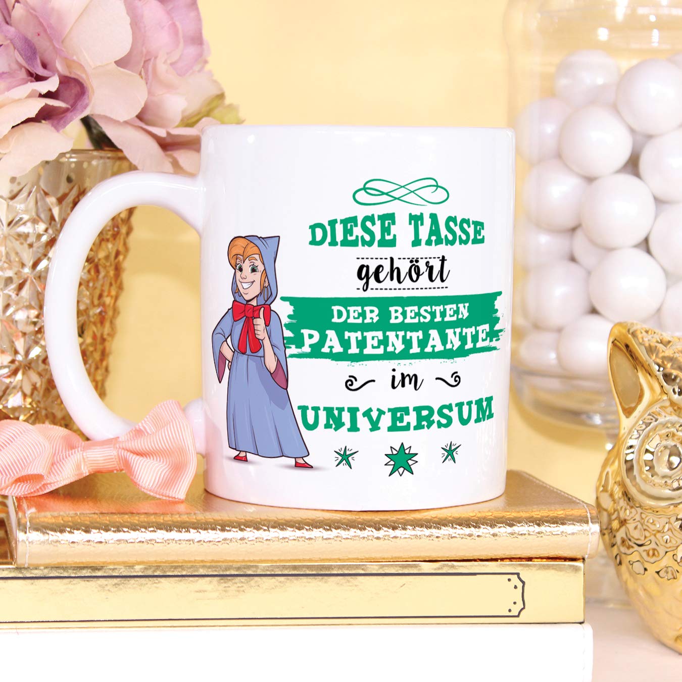 Mugffins Patentante Tasse – „Diese Tasse Gehört Der Besten Patentante Im Universum“ – 350 Ml Keramik