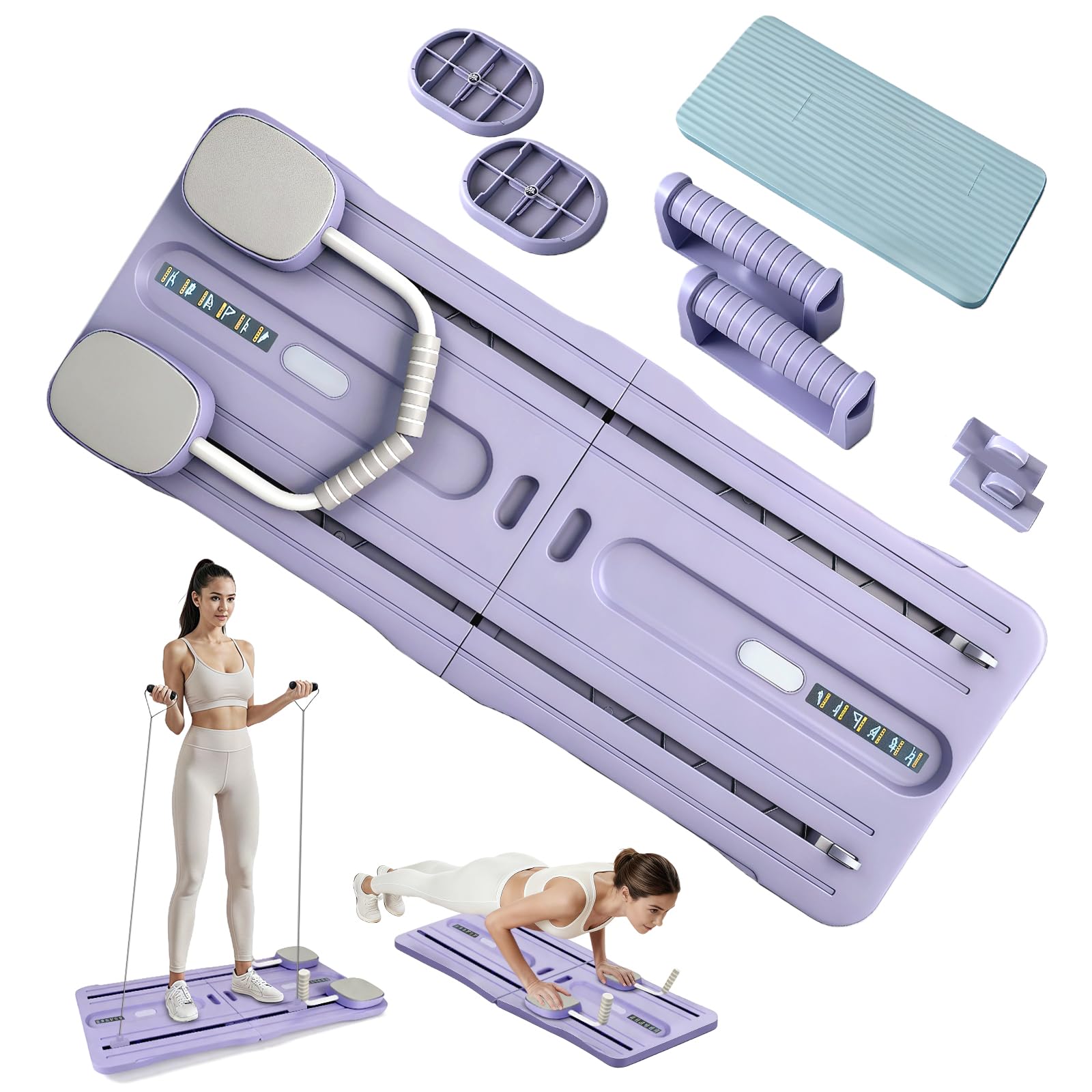 Roadtime Pilates Reformer 6 in 1 Upgraded Pilates Board Compact Set per ginocchiere e addominali multifunzionali, con rimbalzo per auto, per casa e in palestra