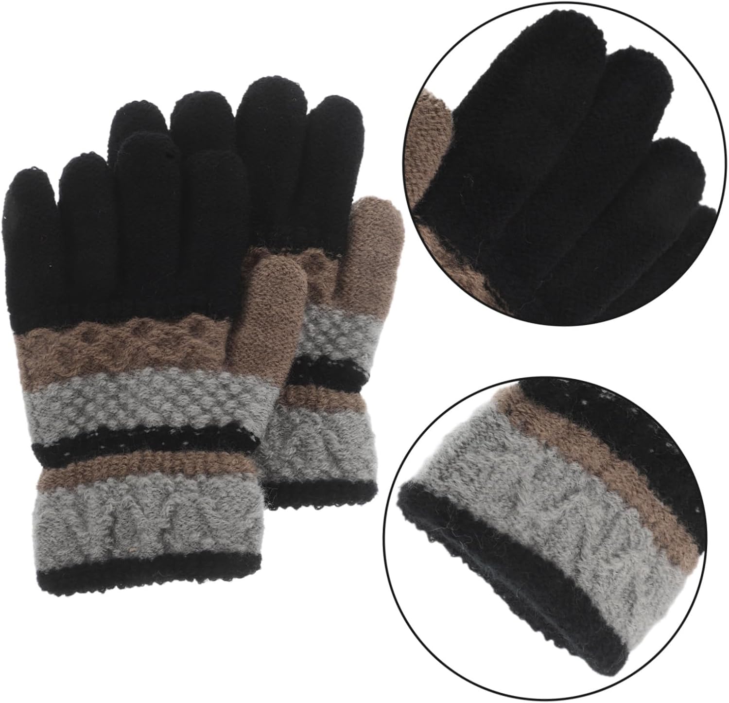 1pair Boy Girl Gloves Warm Knitted Mittens for Boys Girls Stylish Striped Design Comfortable Boy Girl Gloves for Cold Weather Outdoor Activities