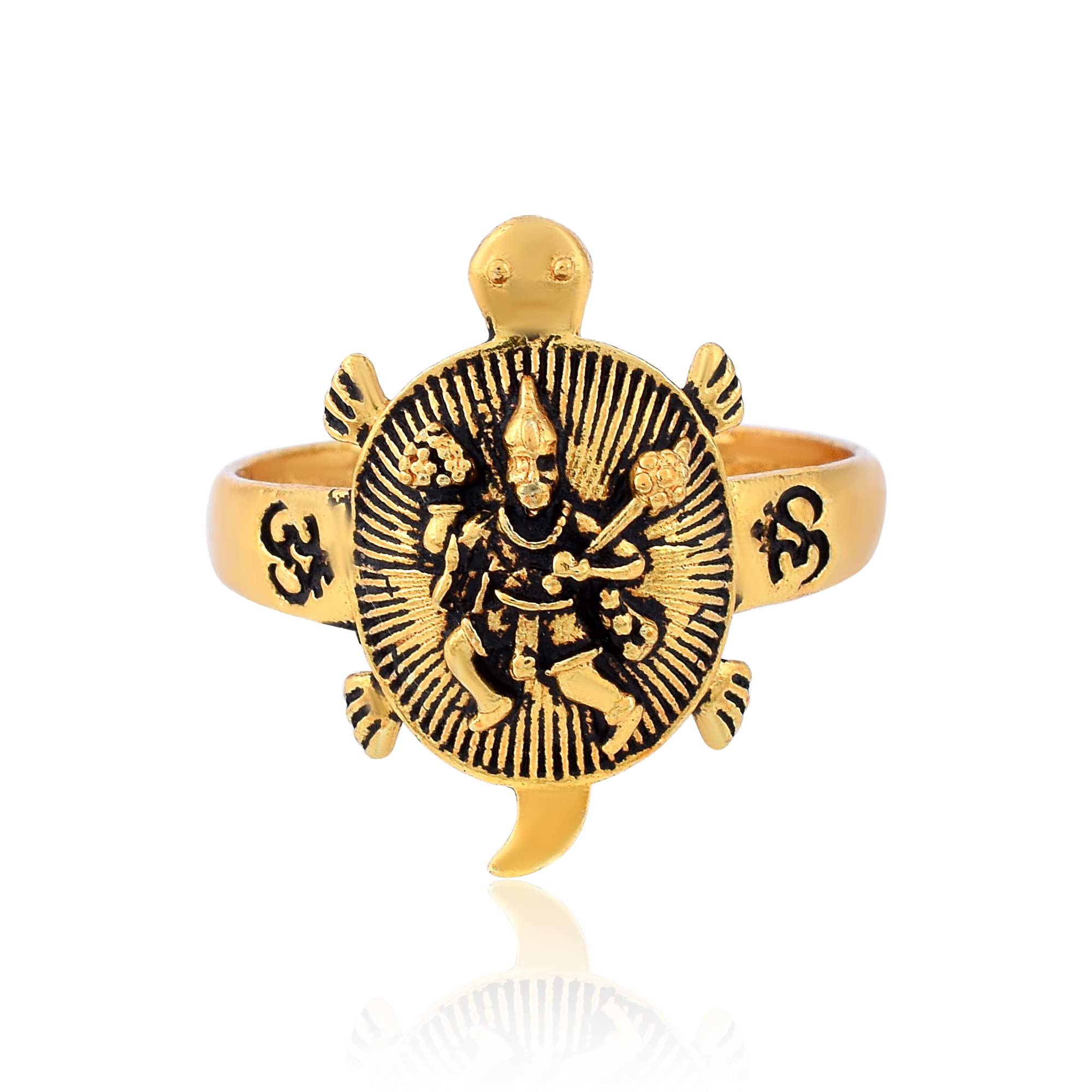 Brass Made Gold Plated Antique Finish Hanuman BajrangBali Turtle Kachua Tortoise Finger Ring-image-9