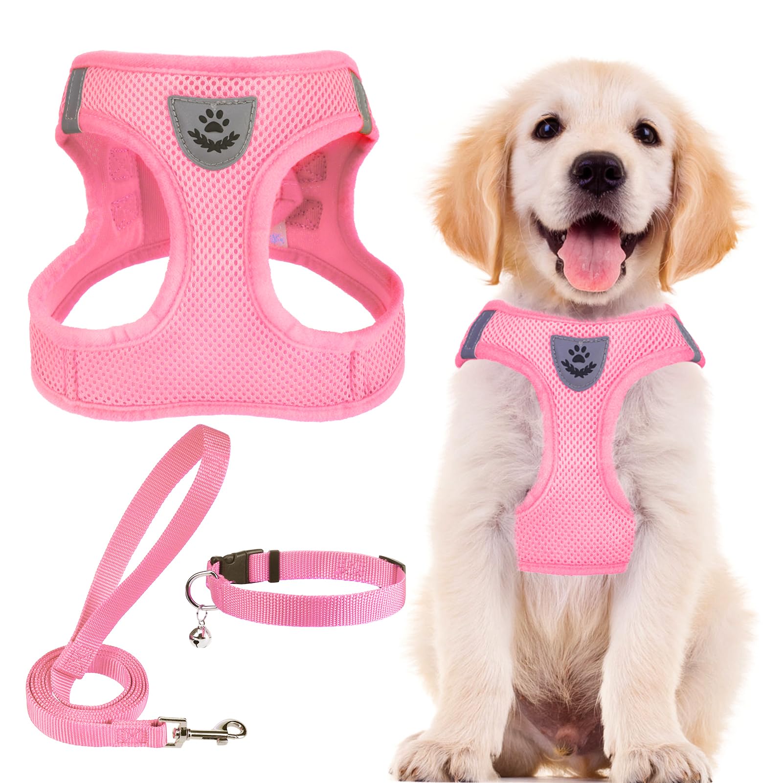 PUPTECK Dog Harness Small Dog with Collar and Lead Set Step-in No Pull Puppy Cat Harnesses for Daily Walking — image 1