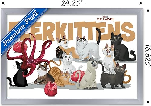 Miniatura 40 de Trends International Marvel The Marvels - Póster de pared de flerkittens, 34 pulgadas de largo x 22.4 pulgadas, versión enmarcada plateada Versión