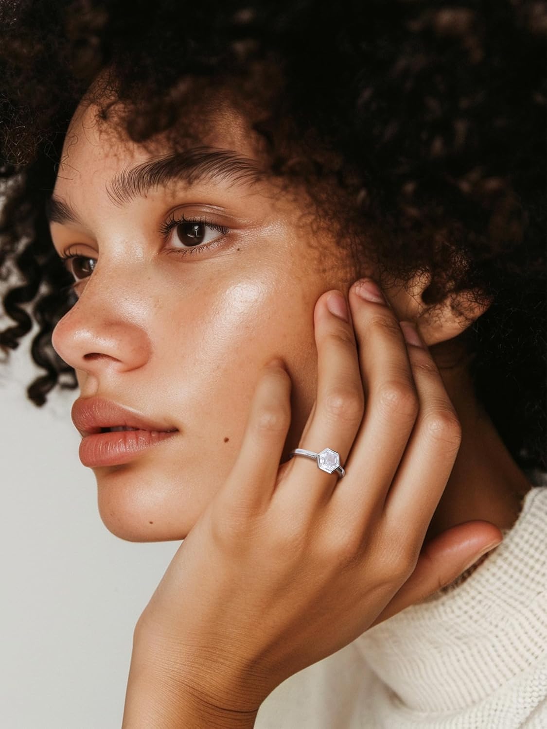 Silvora Sparkling White Cubic Zirconia Solitaire Ring Delicate Bridal Jewelry High Polish Plain Silver Comfort Fit Wedding Band