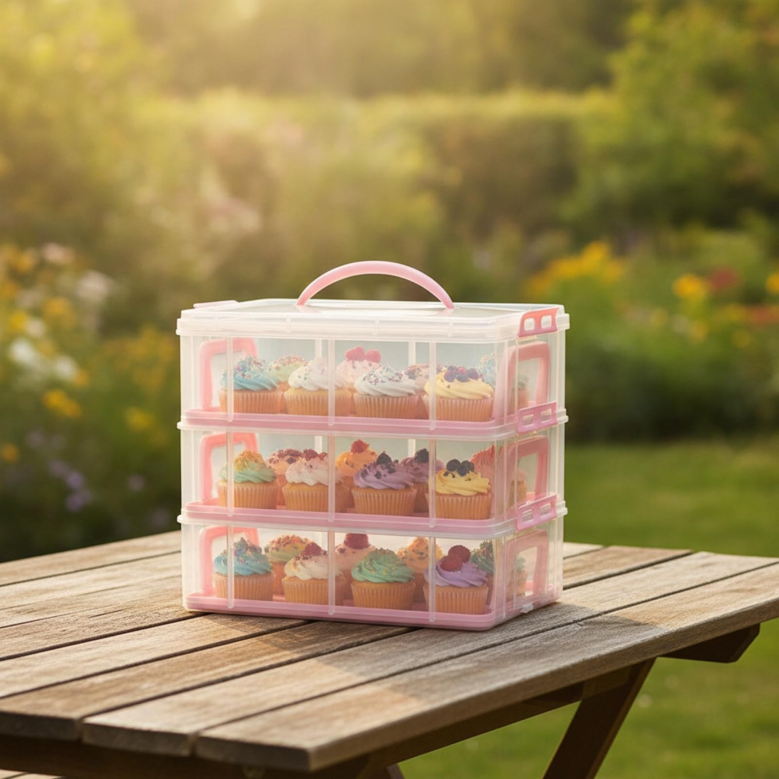 Caja para con Tapa Caja Transdora Muffins Resisn Recipien Almacenamiento para Pasleros, Reposría Casera, 3