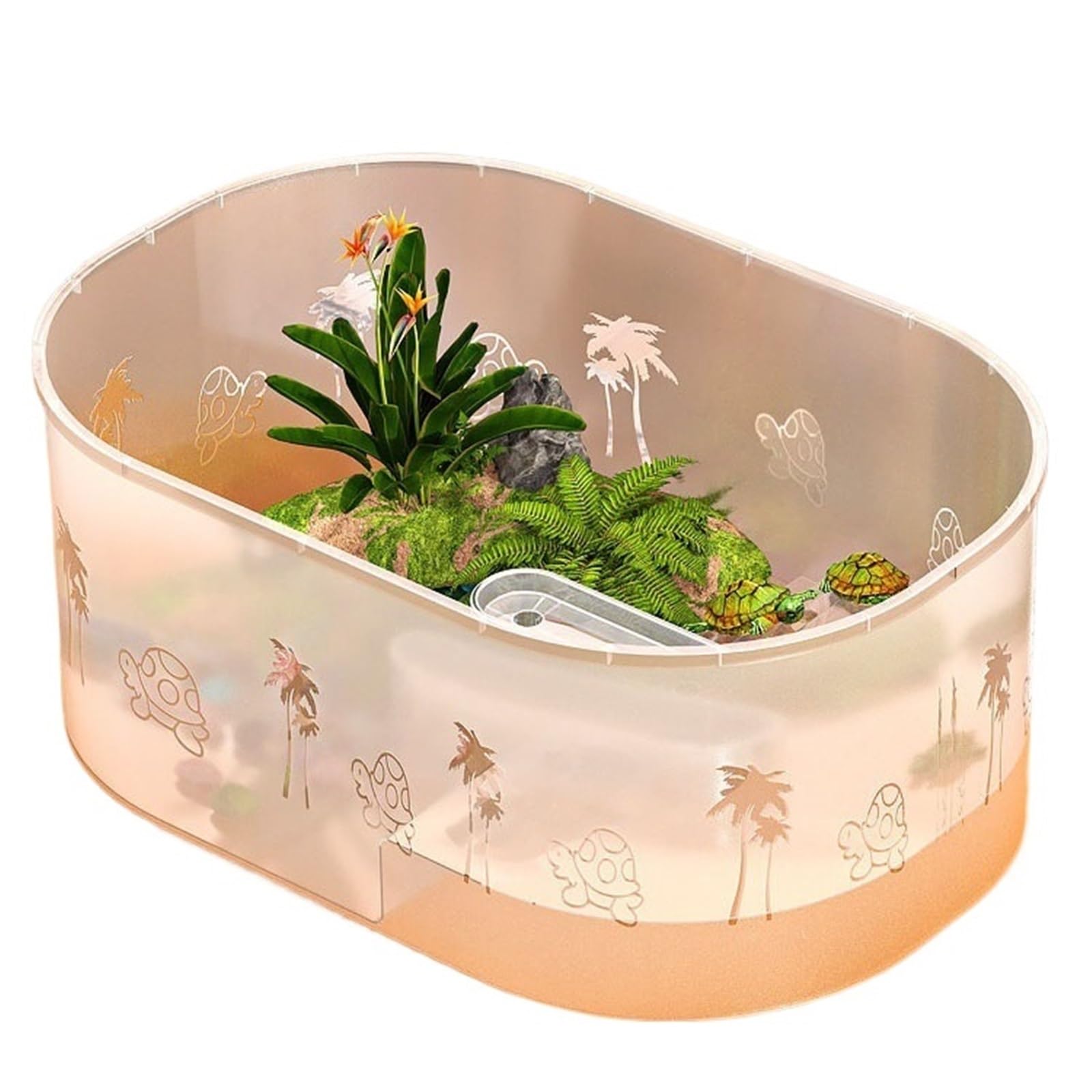 Siedlisko terrarium Zbiornik dla żółwi ze zbiornikiem do karmienia na platformie suszącej użytku domowego Terrarium akwariowe(XL)