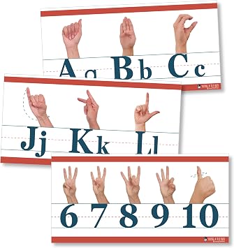 Young N Refined American Sign Language ABC and counting to 10 Alphabet strip Line matte 9"x150" US MADE