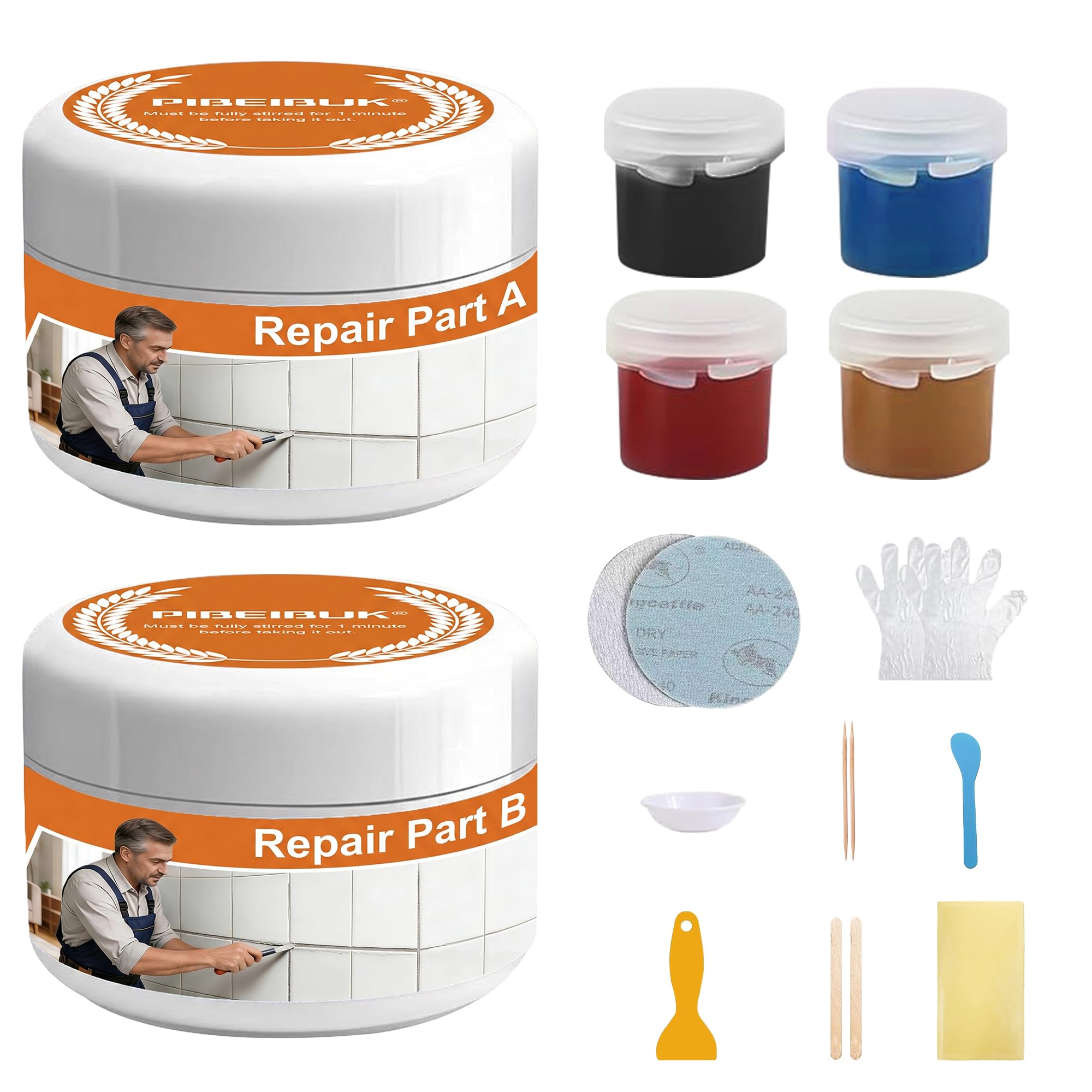 Surface Repair Kit for Tubs, Tiles, Countertops, Shower Tray - Fixes Chips, Cracks, Scratches, Holes (Fiberglass, Porcelain, Stone, Acrylic)- More Colour Choices Available Marble Repair