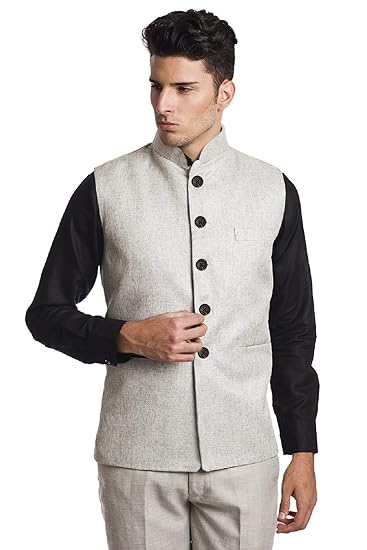 Men's Blended Bandhgala Festive Nehru Jacket/Waistcoat/Vest - Beige