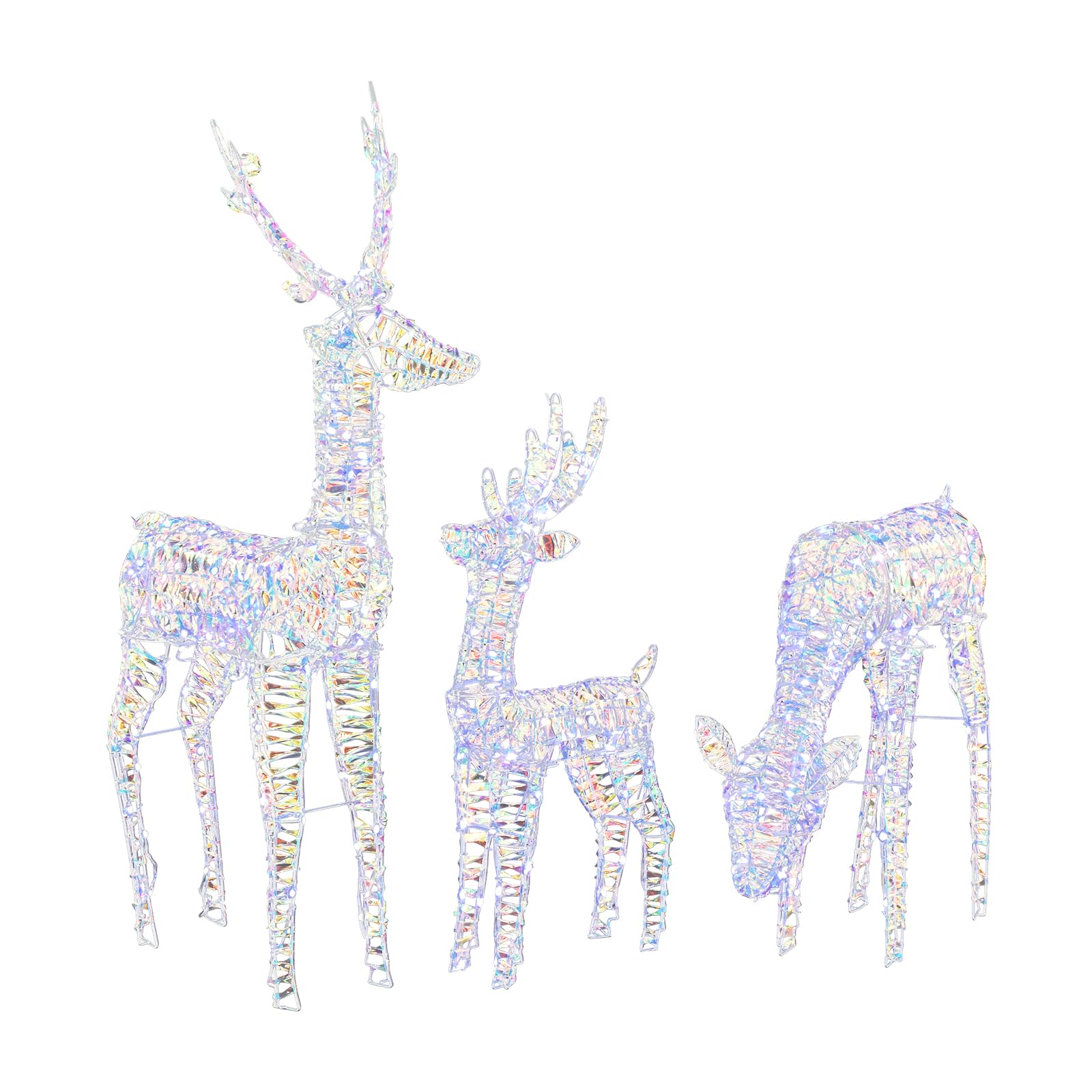 LEADZM Weihnachtsdeko LED Rentier Metall Weiß Eisen Rahmen Beleuchtet Weihnachtshirsch kaltes weißes Licht Weihnachten Deko für Innen Außen Weihnachtsdeko aussen (Bunter Elch)