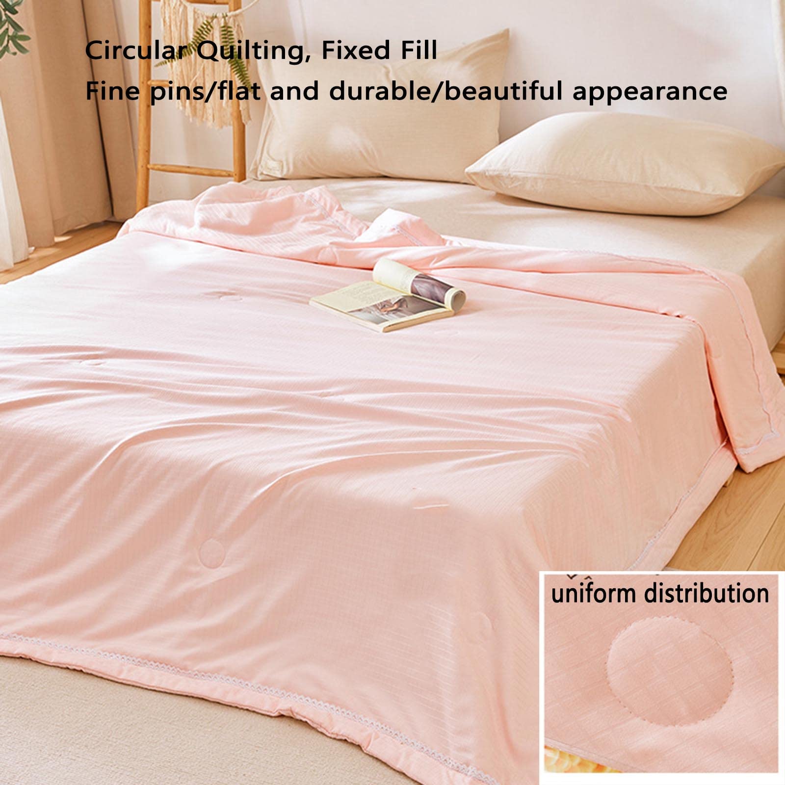 JUSHZ Coperta Pile Matrimoniale Singolo Divano Scaldaletto Copertina Trapunta Fresca Estiva Fibra di Soia Uso in Camera con Aria Condizionata Primavera Autunno Regalo (White,200x230cm)