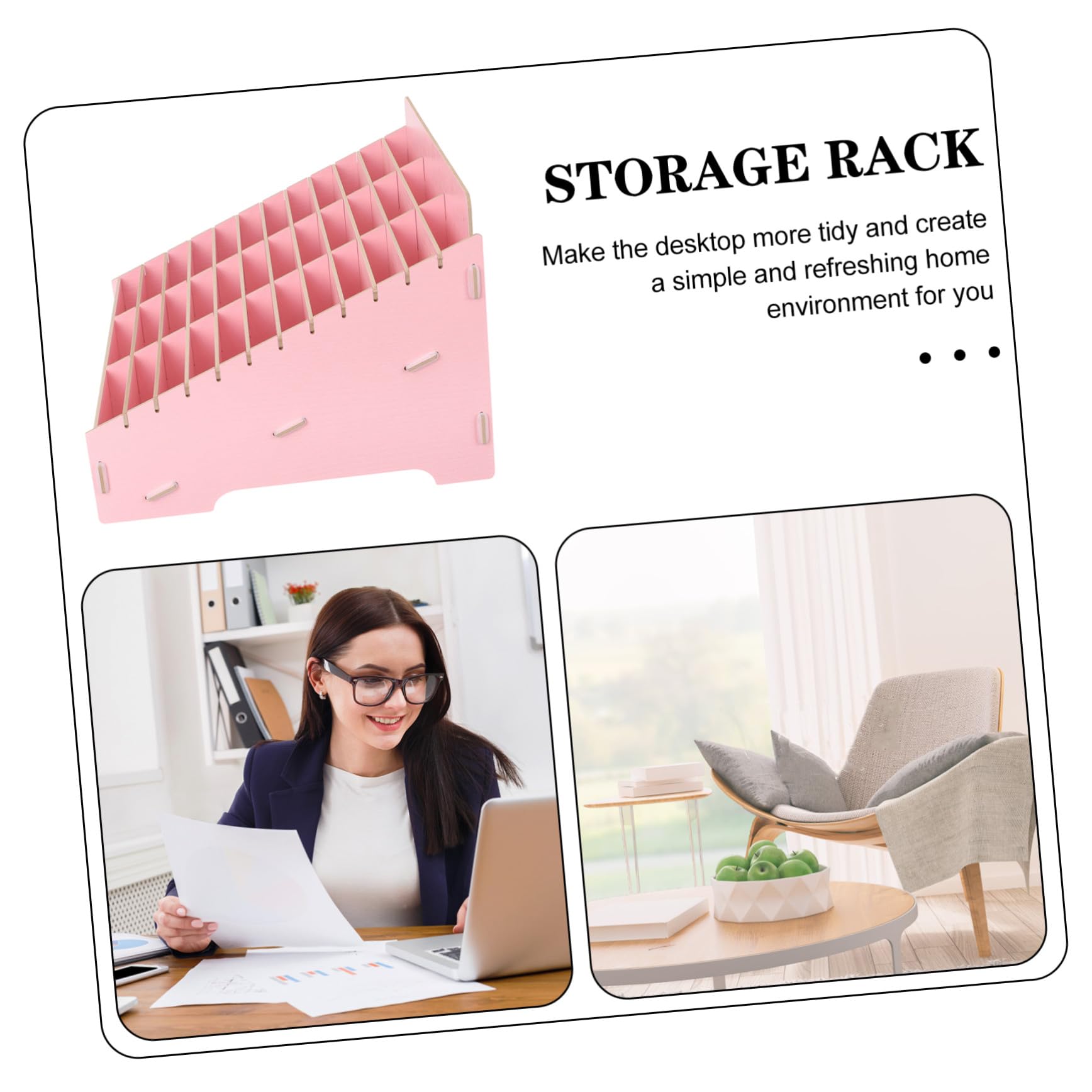 ORFOFE Wooden Desktop Storage Box with Compartments Multi Grid Organizer for Home Office School Sundries And Smartphone Holder