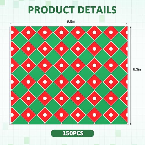 Miniatura 2 de Tenceur 150 piezas de papel de cera de Navidad, papel de delicatessen, hojas de papel a prueba de grasa, papel decorativo de Navidad, envoltura de