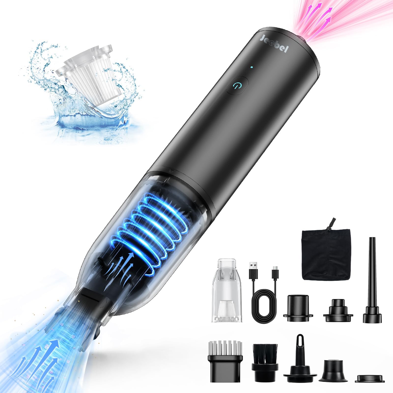 Aspirapolvere Portatile NEVERLAND Senza Fili 4 In 1, 11000Pa, Con Funzione Di Aspirazione, Soffiaggio E Gonfiaggio, Batteria 4000mAh, Per Auto E Casa