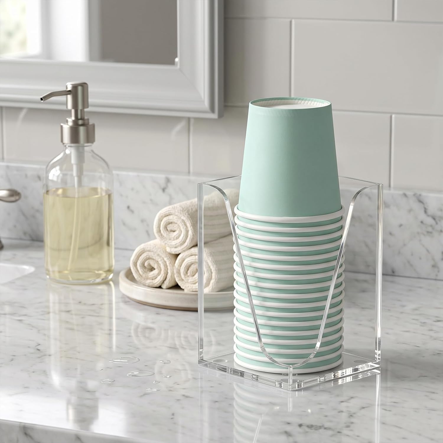 Cup Dispenser, Wall Mount Bathroom Cup Holder Fit 3oz Small Cups