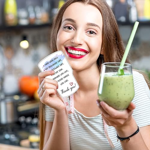 Miniatura 6 de Sureio 200 piezas de tarjetas de taza de vaso, instrucciones de cuidado de la taza, inserción de taza de cuidado del vaso para negocios,