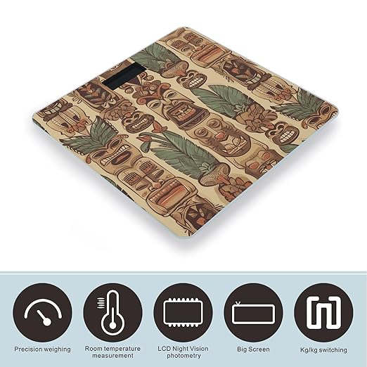 Báscula Digital Vintage Aloha Tiki - Vidrio Templado 10.2x10.2in miniatura 3