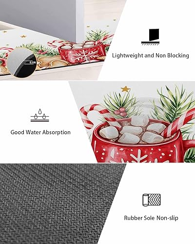 Miniatura 3 de Tapete de baño de Feliz Navidad, antideslizante, de secado rápido y absorbente, tierra de diatomeas, fregadero, dormitorio, cocina, lavable, con