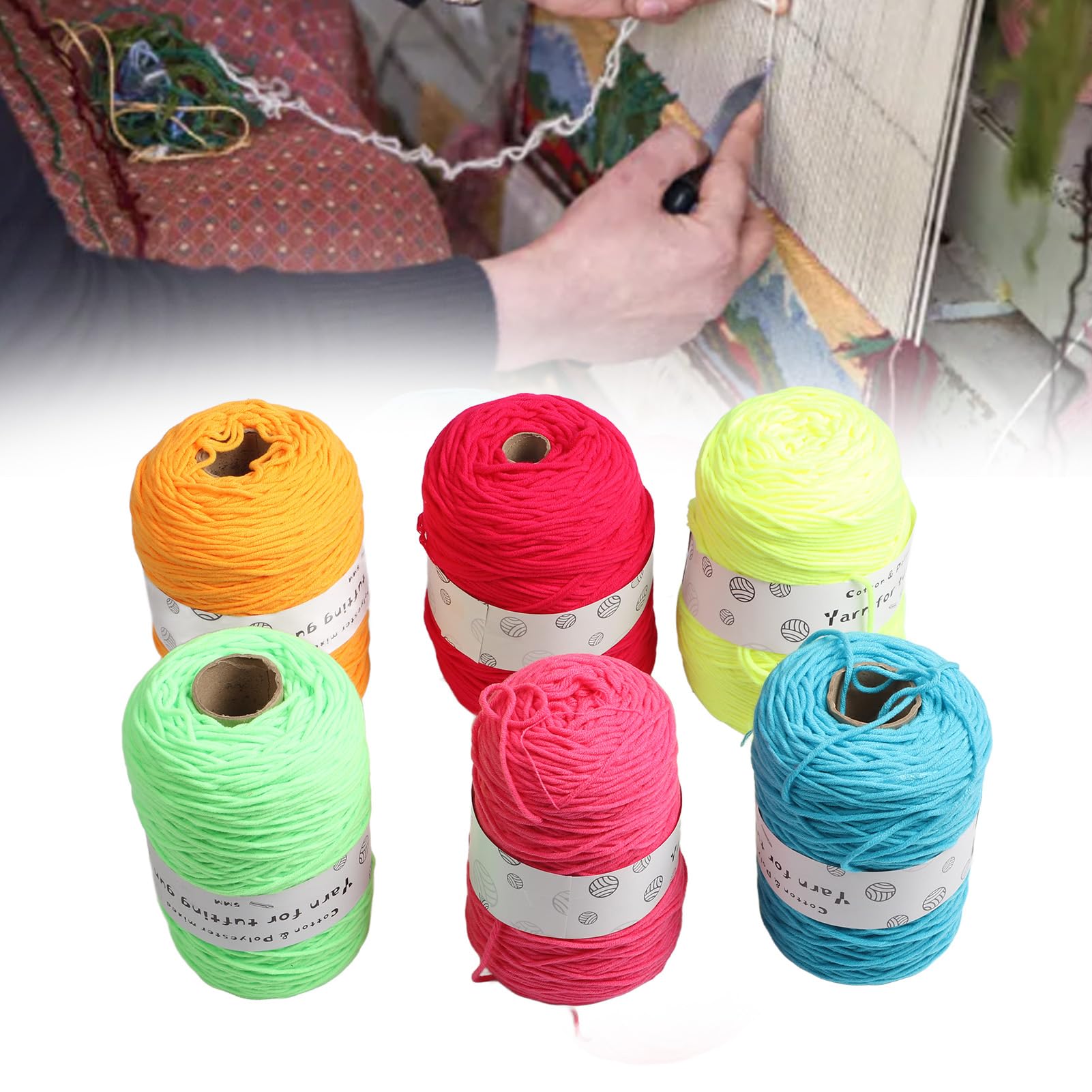 Filato tufting color brillante 6 rotoli per arredamento per la casa a maglia moquette fai -da -te
