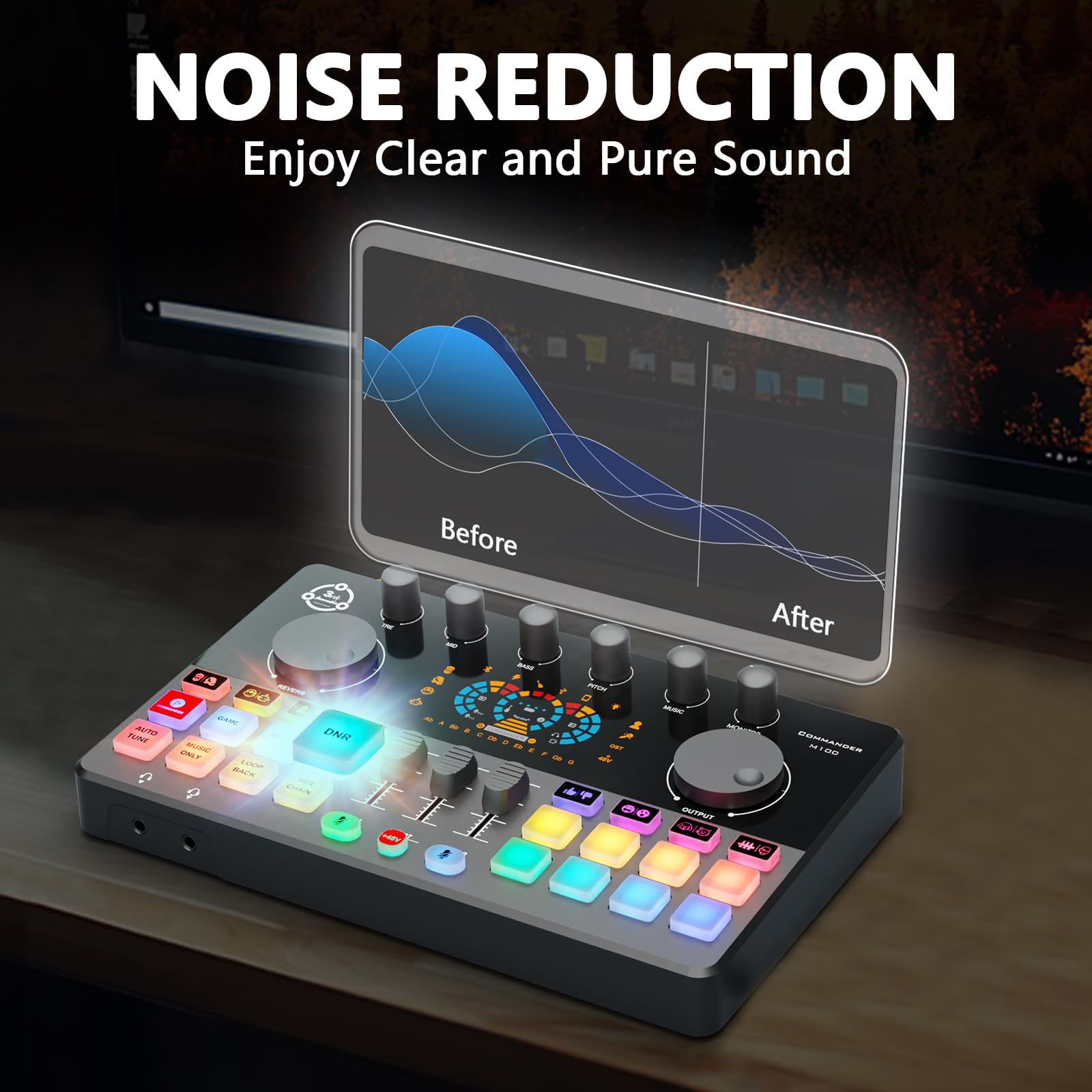 Interfaz de audio con micrófono de condensador de 3,5 mm, perfecta para transmisión en vivo, grabación, canto